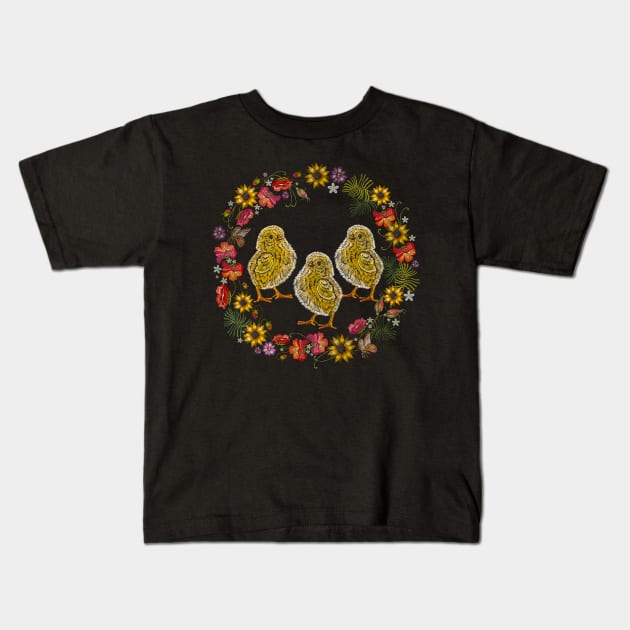 chicks wreath flower Kids T-Shirt by Mako Design 